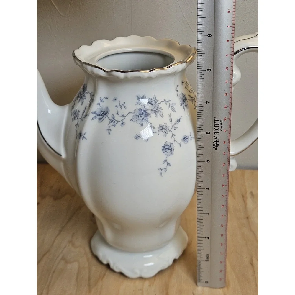 Johann Haviland Blue Garland Coffee Pot Bavaria Germany 11in No Lid Vintage